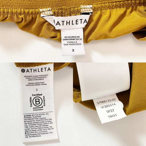 SOLD Athleta Vienna High-Rise Straight Leg Cargo Pant Brass Yellow Gold 2 - Picture 8 of 9